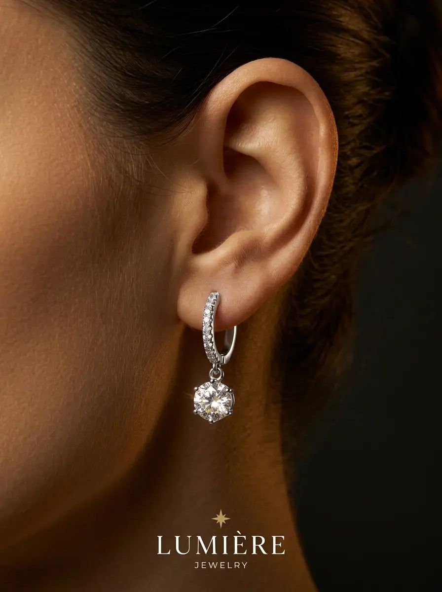 Lumière Drop Hoops · Moissanite