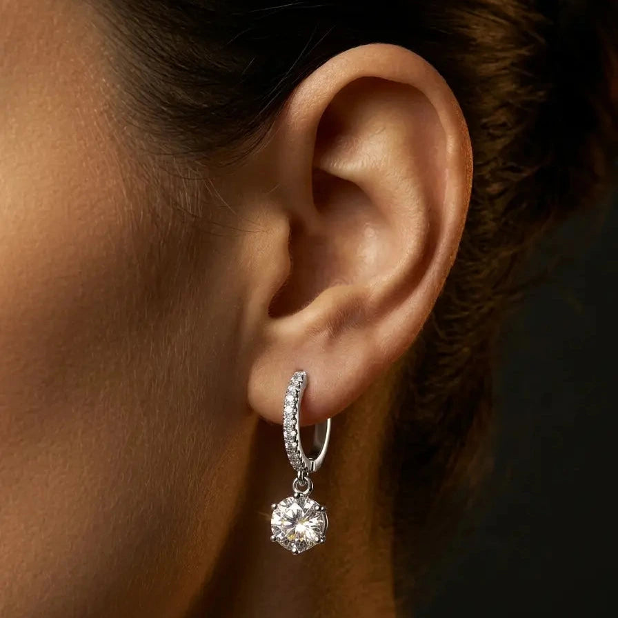 Lumière Drop Hoops · Moissanite