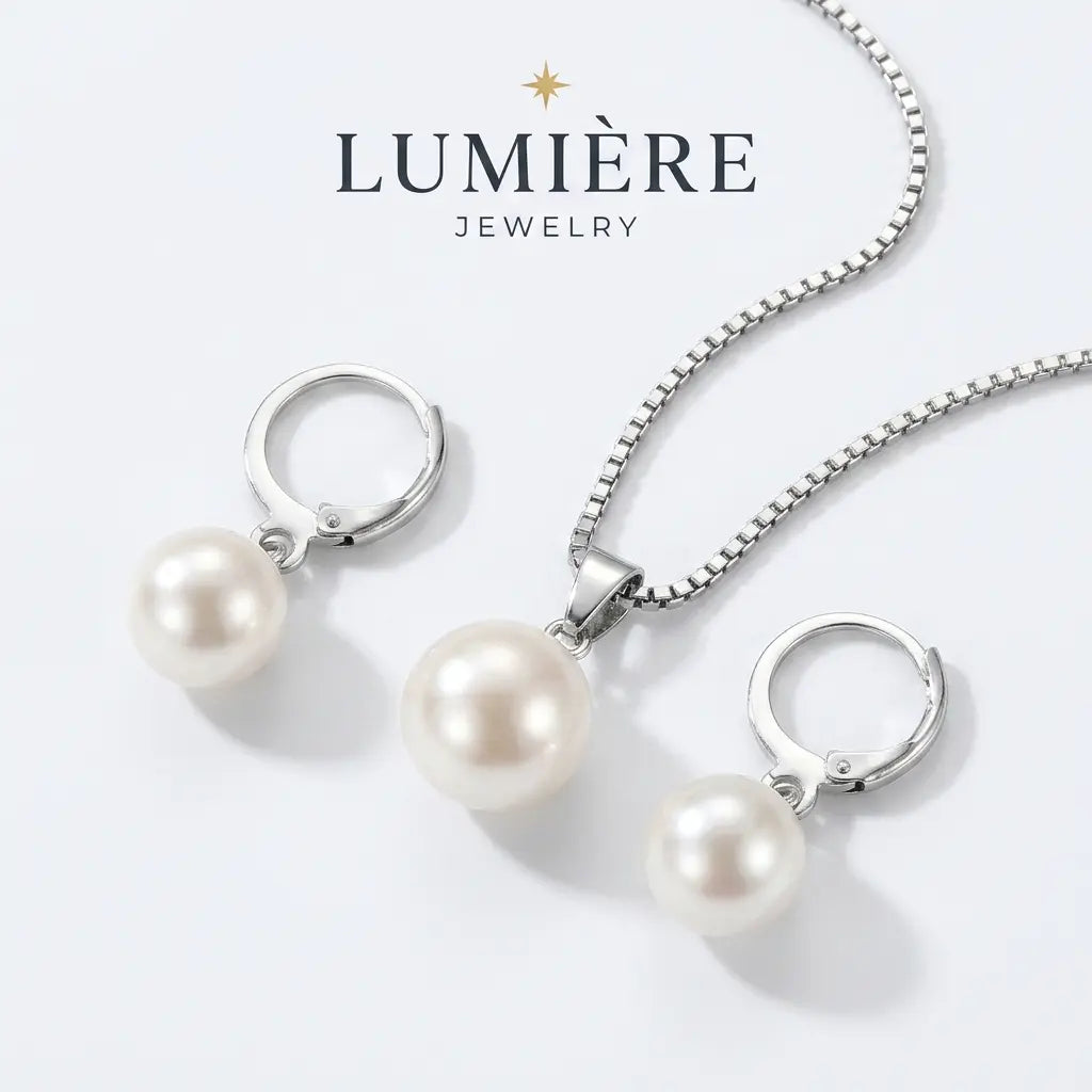 Pearl Necklace and Earring Set