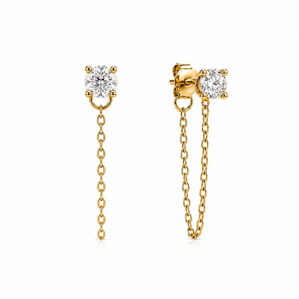 Sloane Chain Stud Earrings · 18K Gold Finish & Crystal