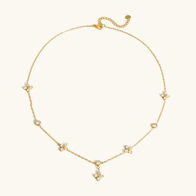 Bonheur Clover Necklace · 18K Gold Finish & Hand-Set Stones