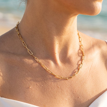 Ria Gold Paperclip Chain Necklace