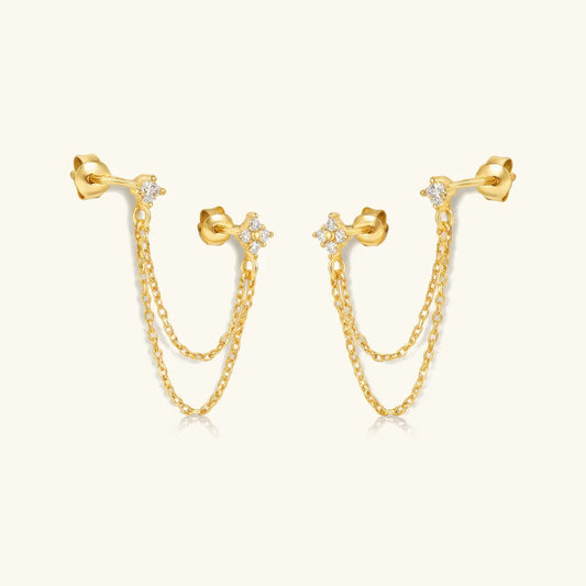 Suspens Chain Studs · 18K Gold Finish & Hand-Set Stones