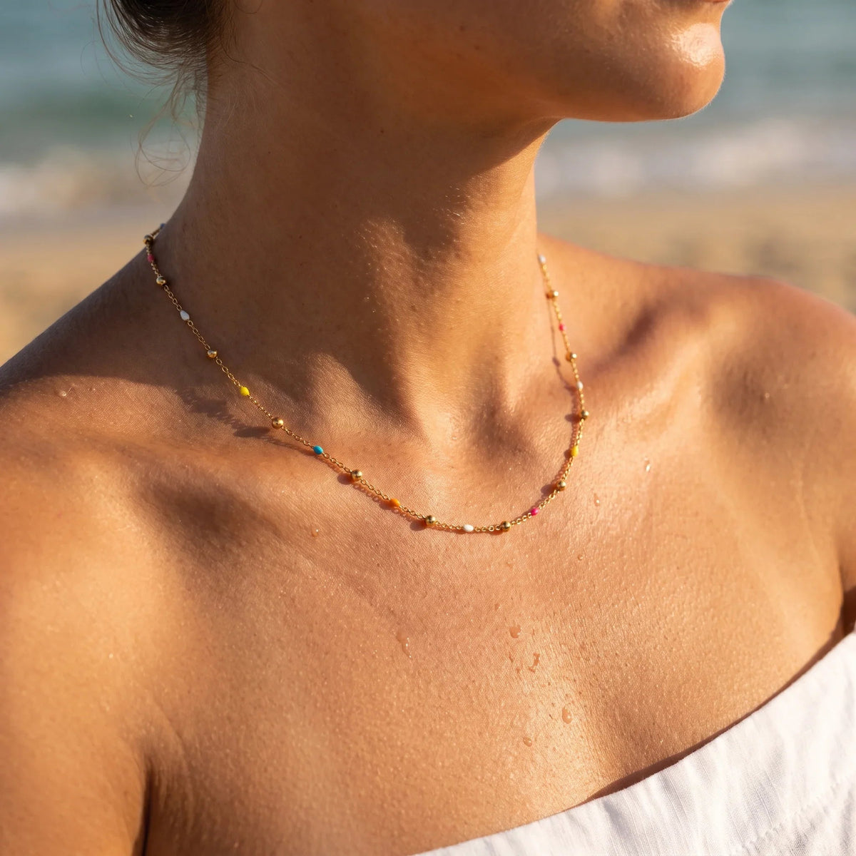 Amphitrite Gold Chain Bead Necklace