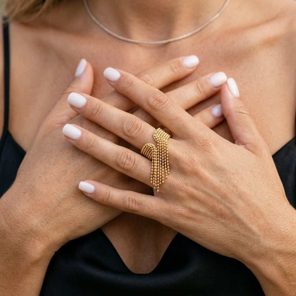 Krystelle Gold Tassel Ring
