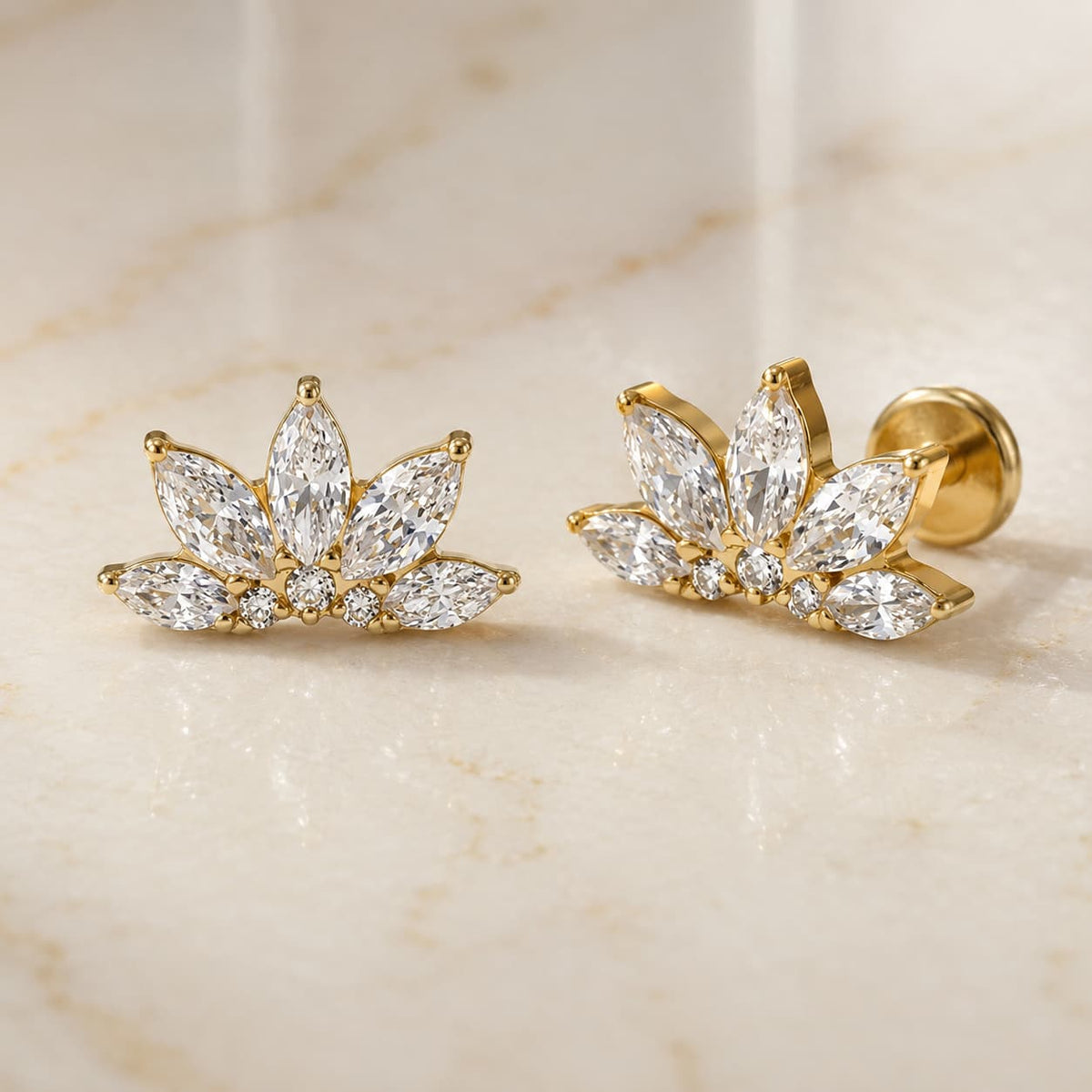 Lotus Stud · 18K Gold Finish