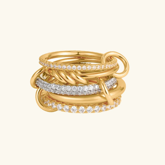 Vrille Twisted Stacked Ring · Gold / Rhodium Finish & Hand-Set Stones