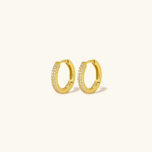 Clarté Pavé Hoops · Gold Finish & Hand-Set Stones