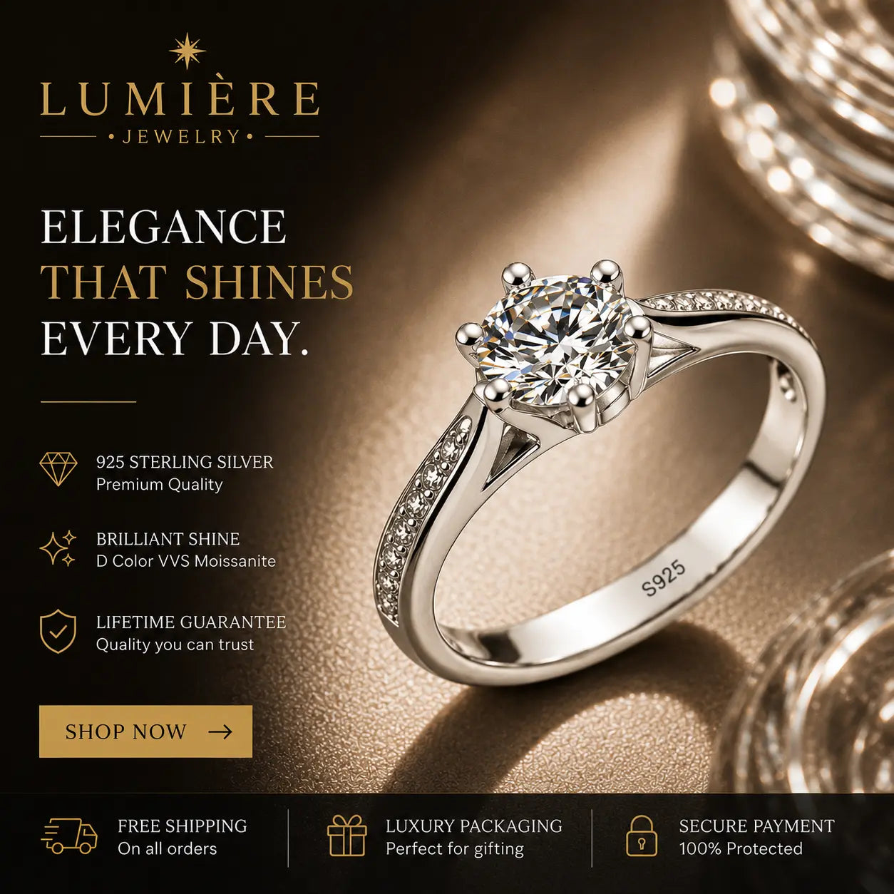 Grand Solitaire Ring · Brilliant-Cut Stone