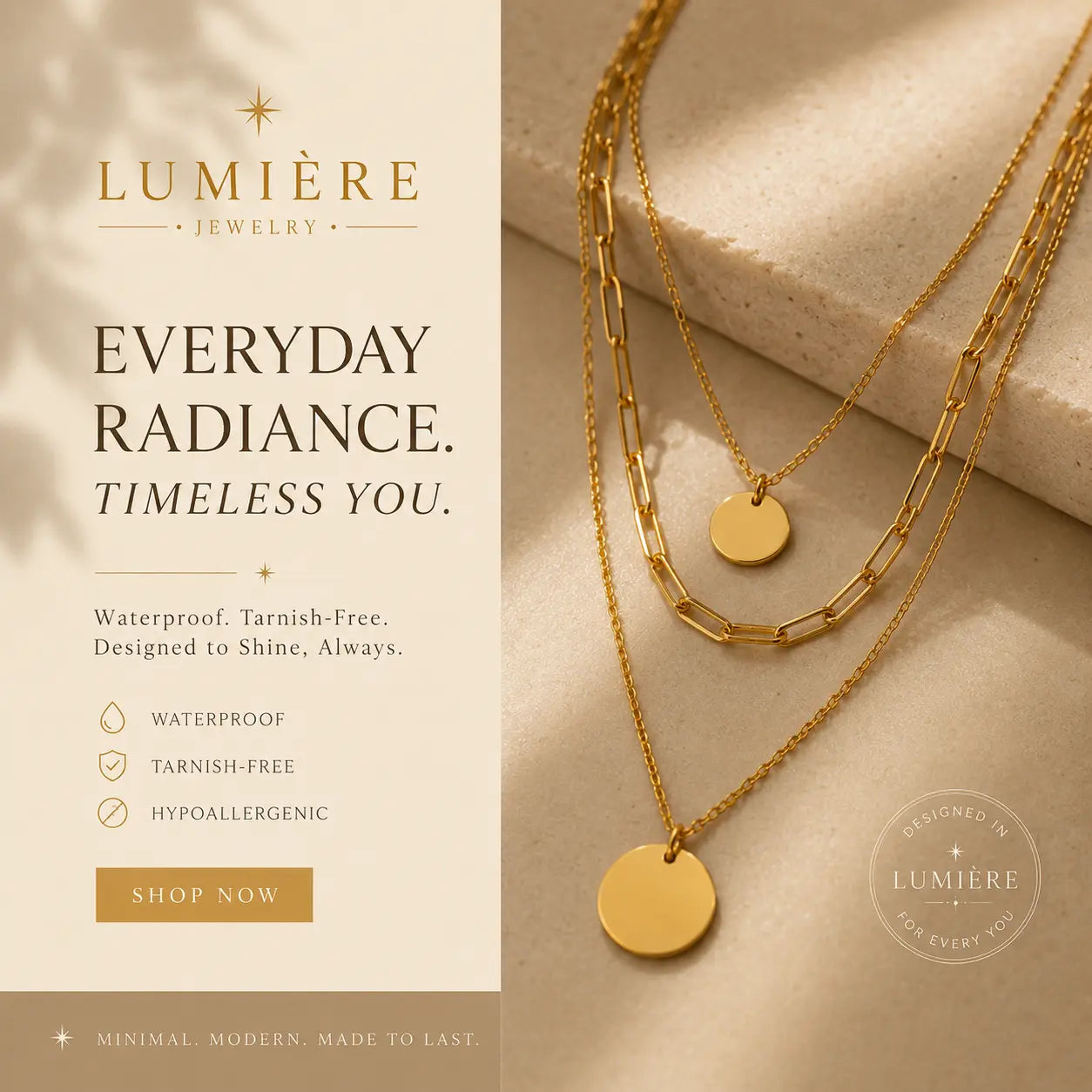 Soleil Layered Necklace · 18K Gold Finish