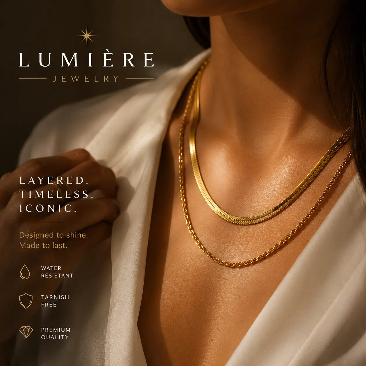 Lame Chain Necklace · 18K Gold Finish