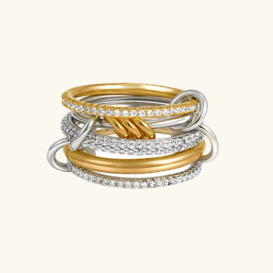 Mélange Stacked Ring · Gold / Rhodium Finish & Hand-Set Stones