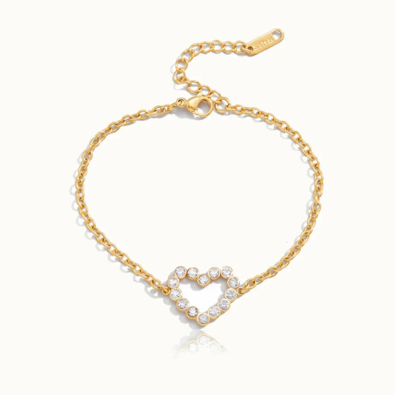 Aimée Heart Bracelet · 18K Gold Finish & Hand-Set Stones