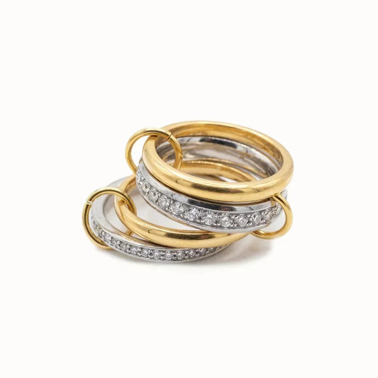 Symétrie Two-Tone Stacked Ring · Gold & Rhodium Finish & Hand-Set Stones