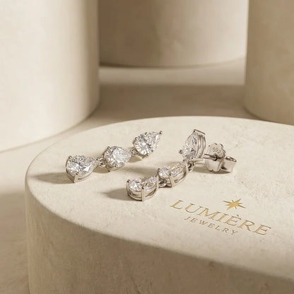 Trinity Drop Earrings · S925 Silver & Moissanite