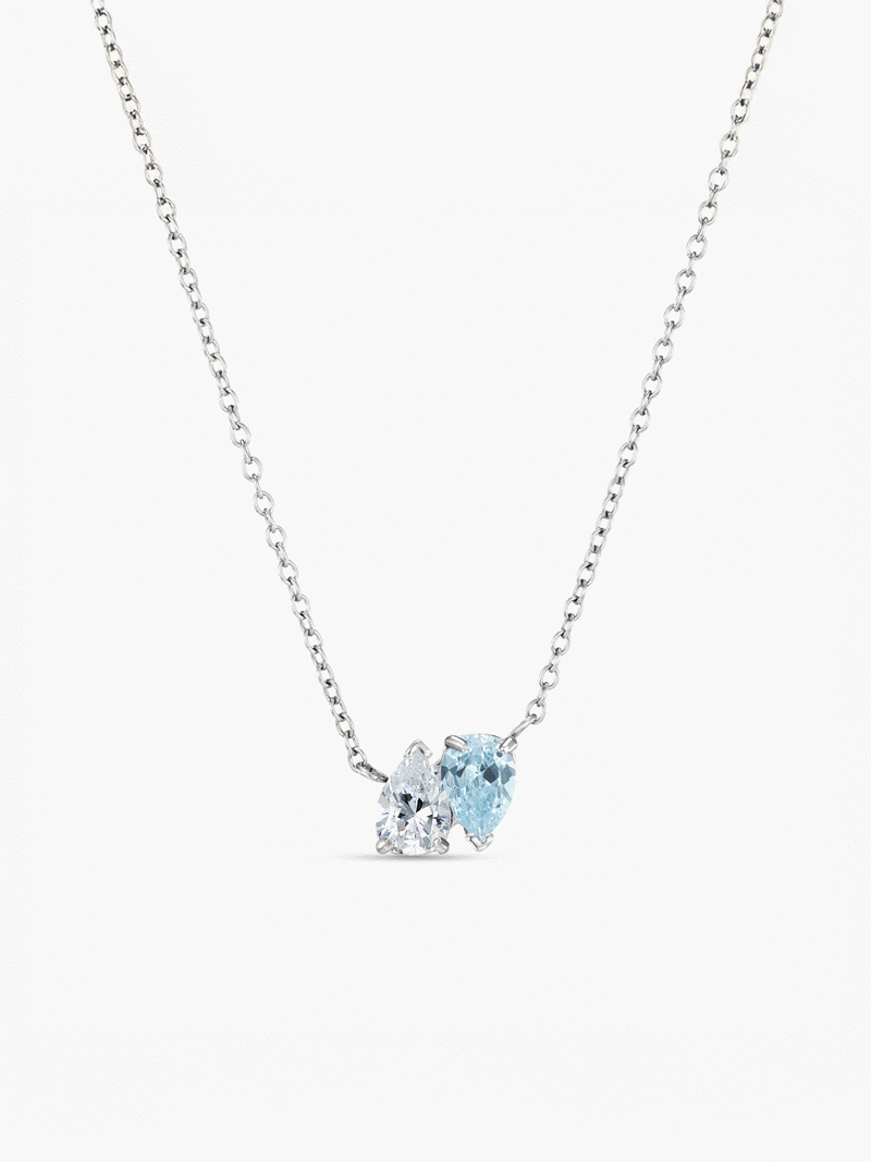 Elara Birthstone Necklace · Rhodium Finish