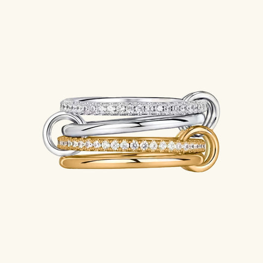 Lierre Stacked Ring · 18K Gold Finish & Hand-Set Stones