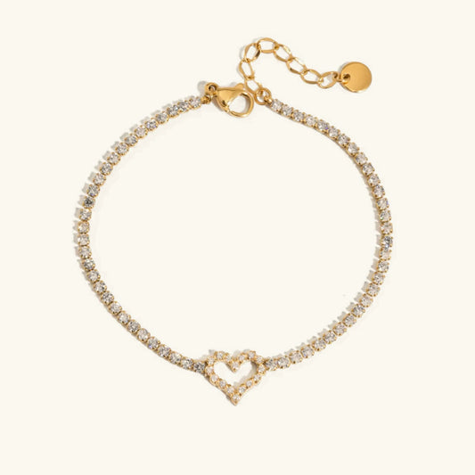 Émoi Heart Bracelet · 18K Gold Finish & Hand-Set Stones