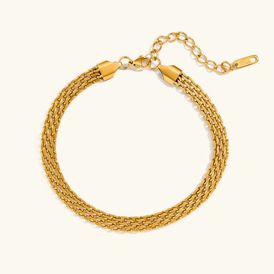 Satin Mesh Anklet · 18K Gold Finish