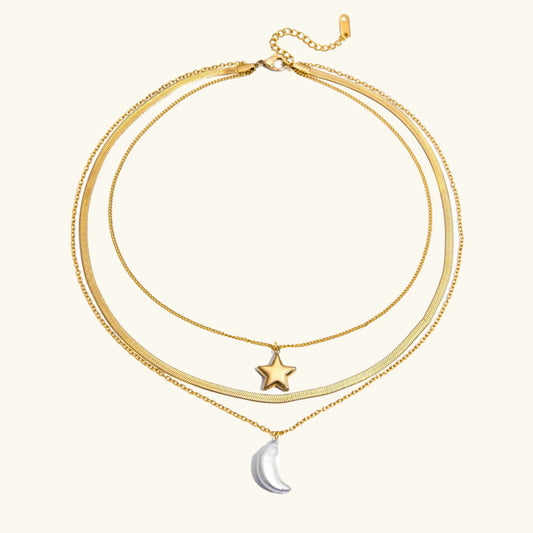 Firmament Sun & Moon Necklace · 18K Gold Finish & Freshwater Pearl