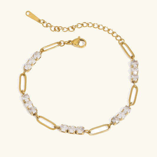 Filigrane Pavé Bracelet · 18K Gold Finish & Hand-Set Stones