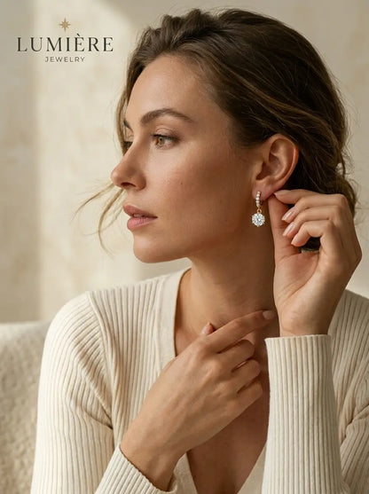 Lumière Drop Hoops · Moissanite