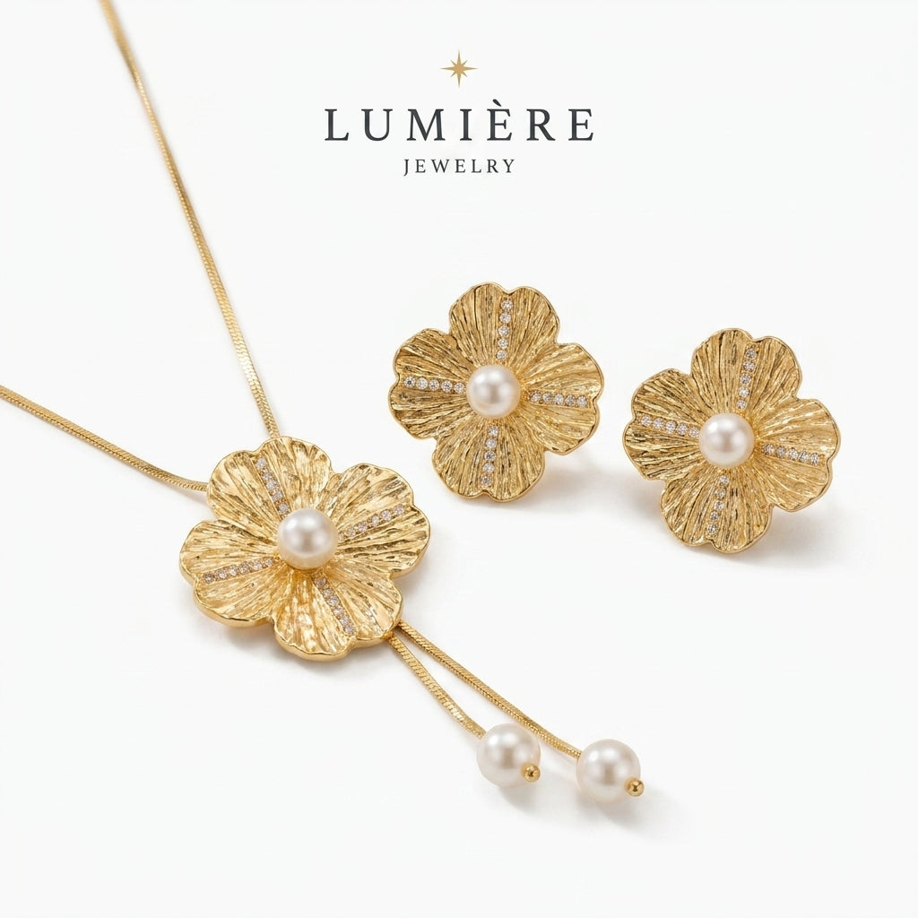 Fleur Pearl Set · Necklace & Earrings