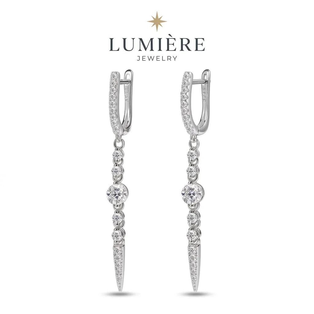 Cascade Earrings · S925 Silver & Moissanite