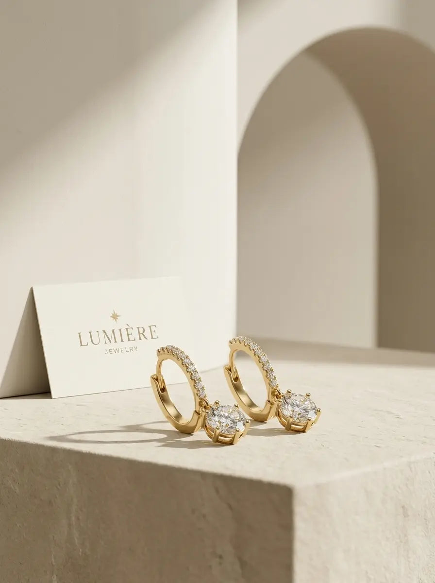 Lumière Drop Hoops · Moissanite
