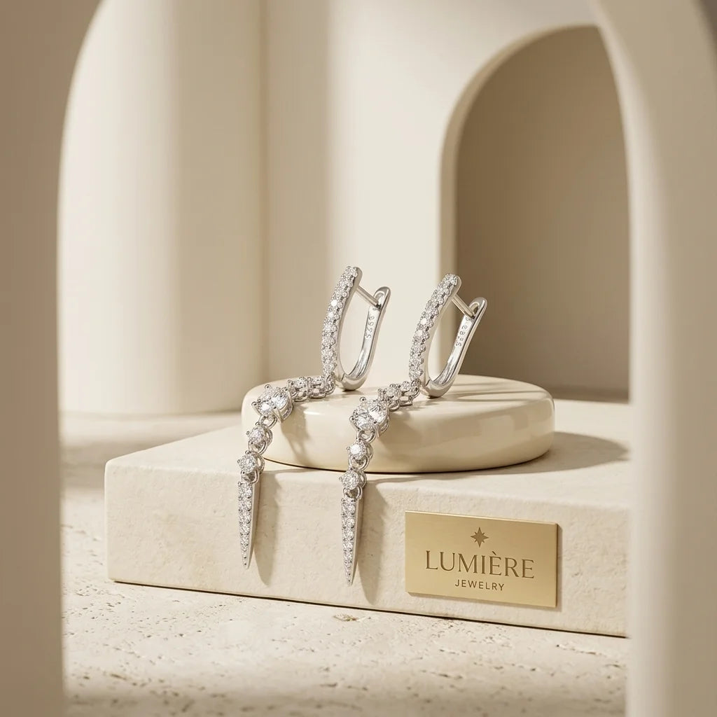 Cascade Earrings · S925 Silver & Moissanite