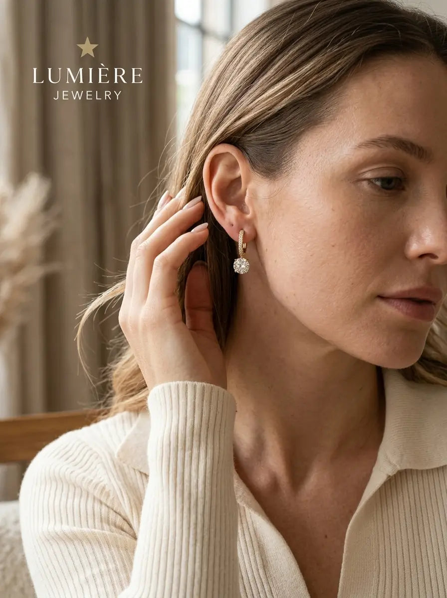 Lumière Drop Hoops · Moissanite