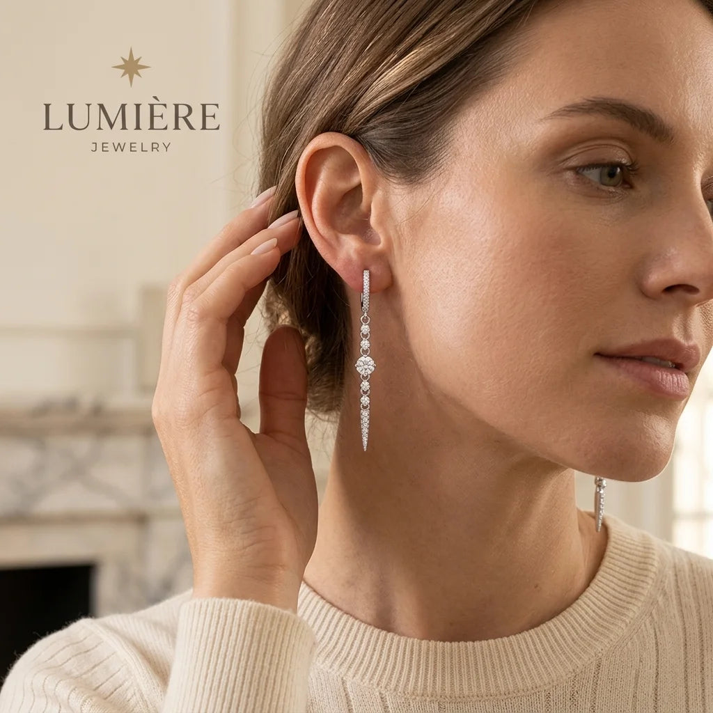 Cascade Earrings · S925 Silver & Moissanite
