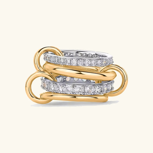 Sommet Stacked Ring · 18K Gold Finish & Hand-Set Stones