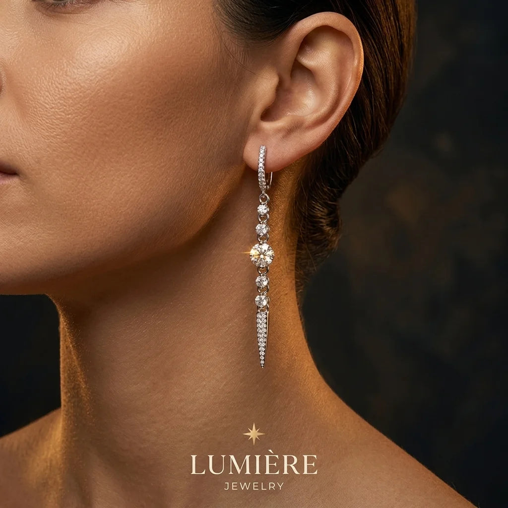 Cascade Earrings · S925 Silver & Moissanite