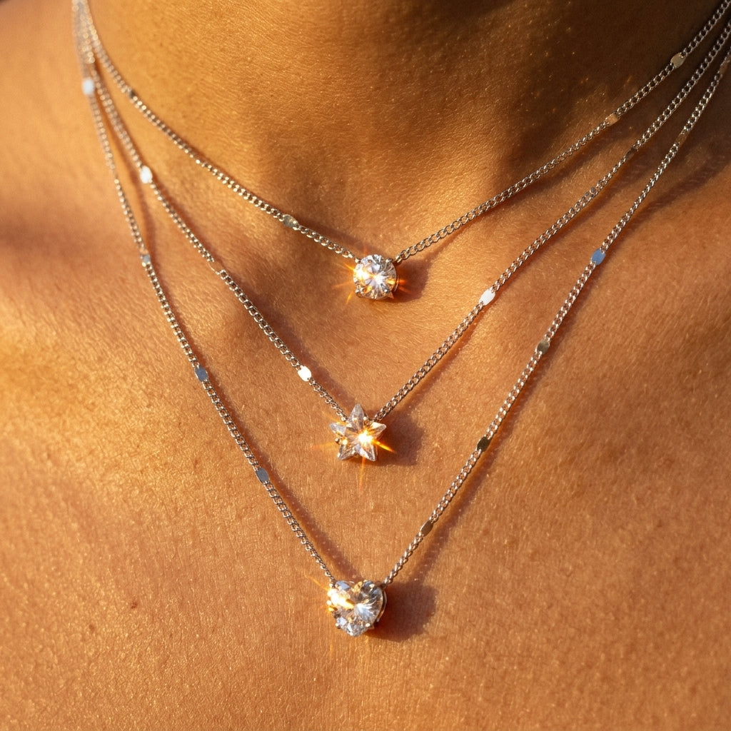 Céleste Layered Necklace · Gold Plated & Silver