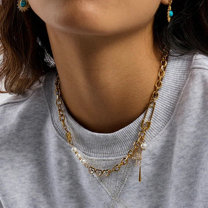 Zeraphine Diamond Pearl Gold Necklace