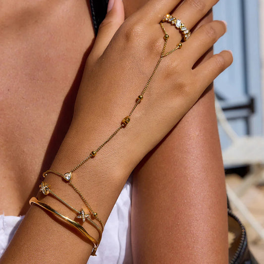 Quatuor Stack Bundle · 4 Pieces · 18K Gold Finish & Hand-Set Stones