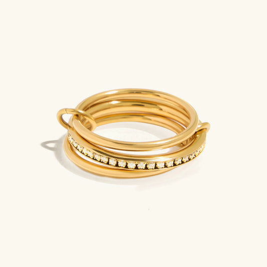 Splendeur Ring Stack · 18K Gold Finish & Hand-Set Stones