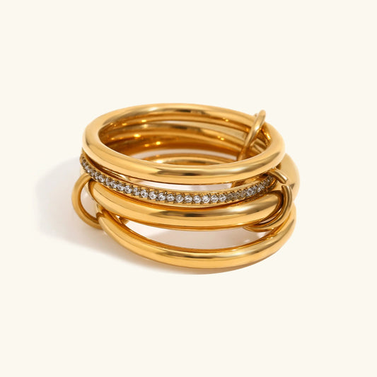 Assemblage Ring Stack · 18K Gold Finish & Hand-Set Stones