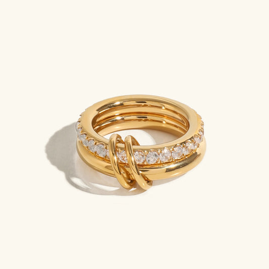 Palier Stacked Ring · 18K Gold Finish & Hand-Set Stones