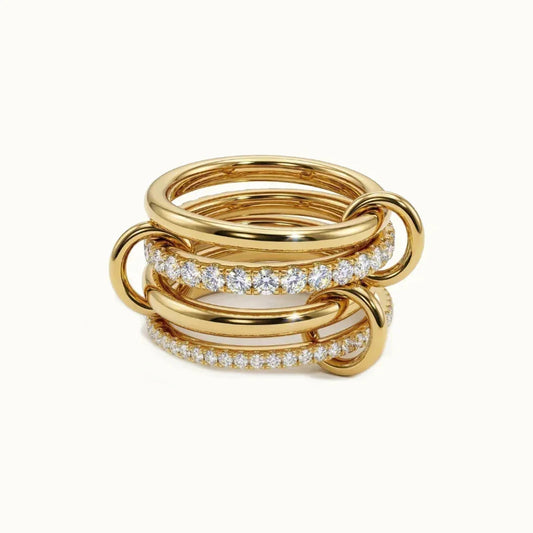 Colonne Stacked Ring · Gold / Rhodium Finish & Hand-Set Stones