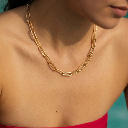 Ria Gold Paperclip Chain Necklace