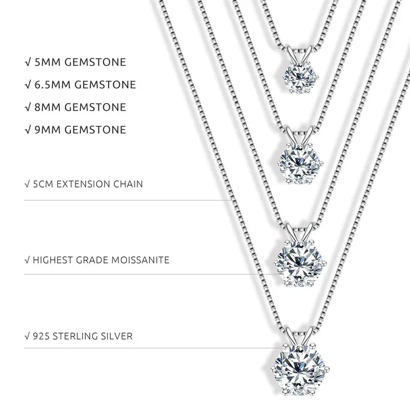 Lumière Solitaire Necklace · S925 Silver & Moissanite