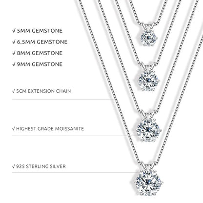 Lumière Solitaire Necklace · S925 Silver & Moissanite