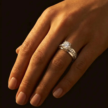 Lumière Solitaire Pavé Ring · Moissanite