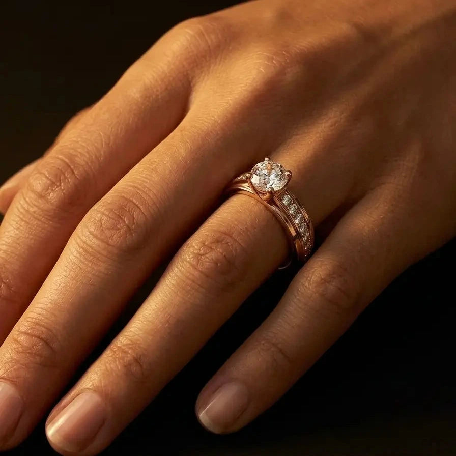 Lumière Solitaire Pavé Ring · Moissanite