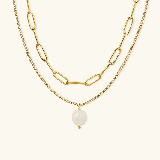 Lagon Layered Pearl Necklace · 14K Gold Finish & Freshwater Pearl