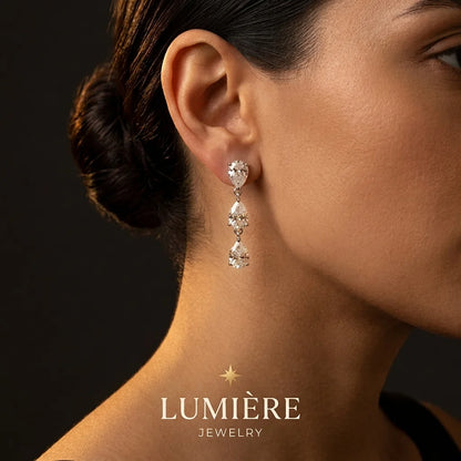 Trinity Drop Earrings · S925 Silver & Moissanite