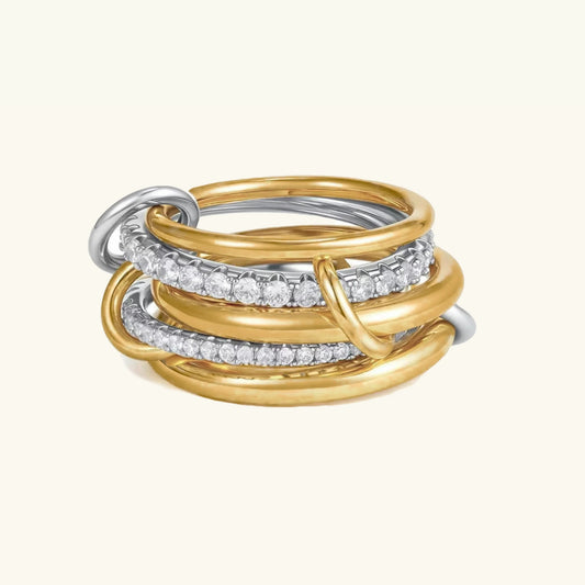 Empreinte Stacked Ring · 18K Gold Finish & Hand-Set Stones