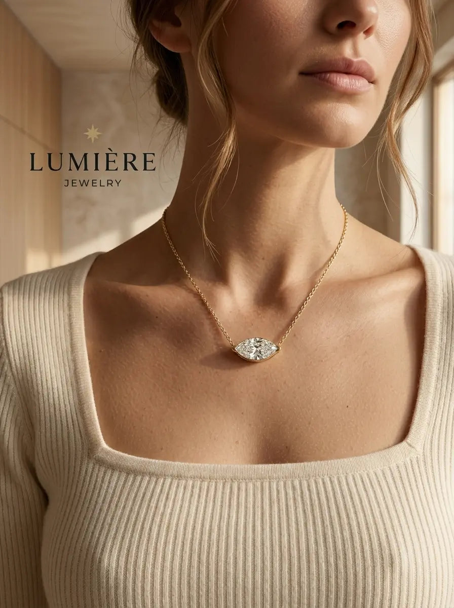 Navette Necklace · Moissanite